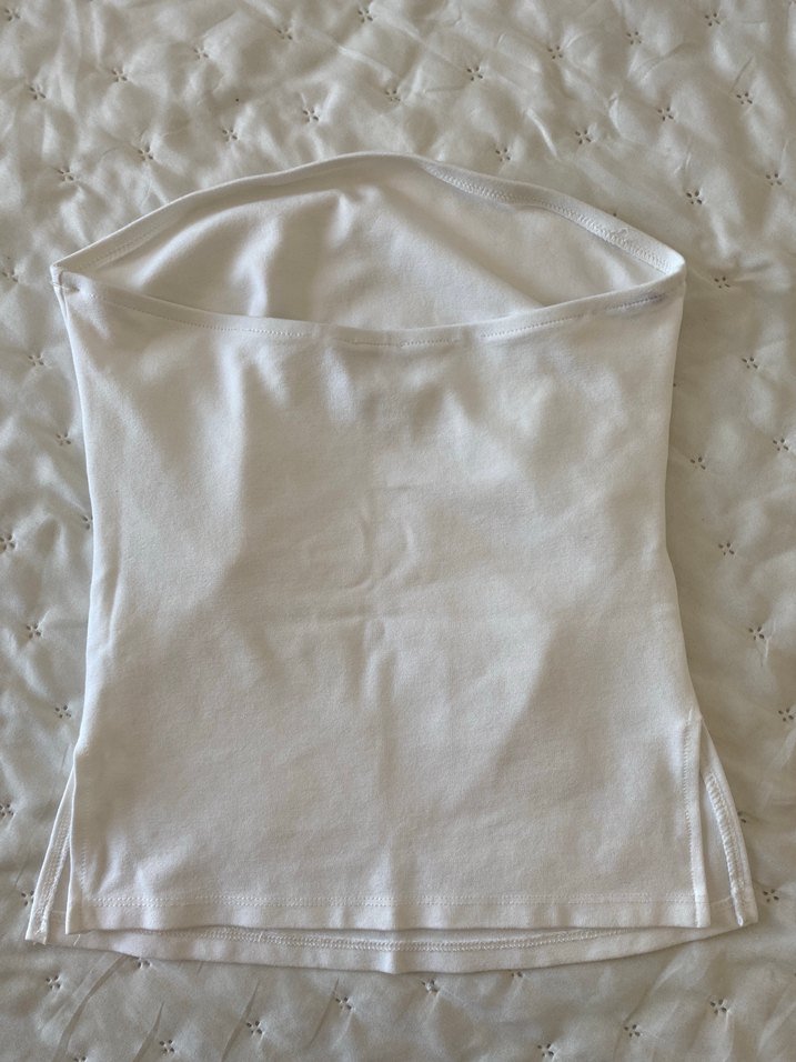 Beyaz Düz Kesim bluz - Görsel 2