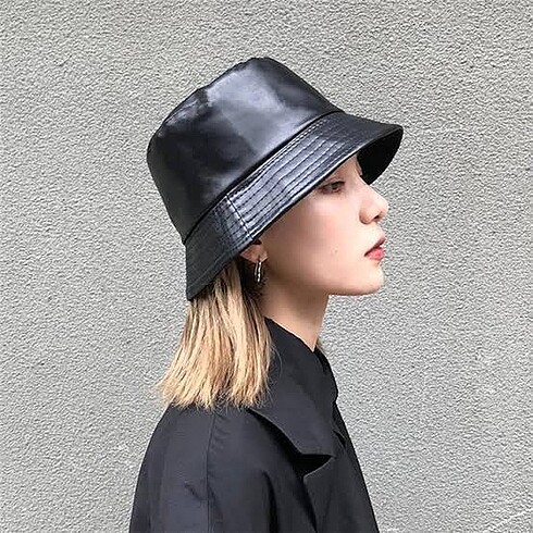 Deri bucket şapka