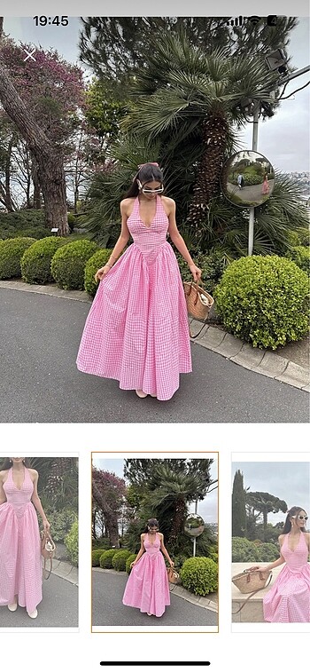 Pembe pötikare elbise