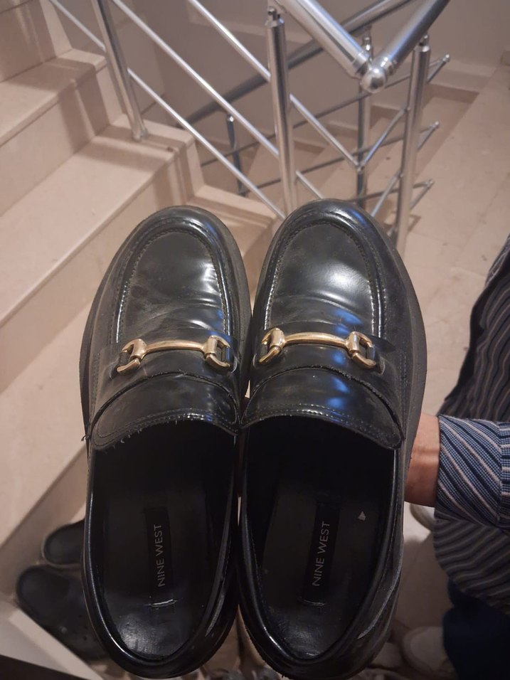 Siyah Parlak Platform Topuklu Tokalı Kadın Loafer - Görsel 3