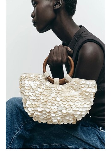 Zara sedef efektli çanta