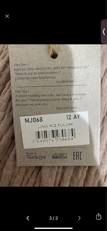 1 Yaş Beden Fistolu 12 ay tulum hiç kullanılmadı.