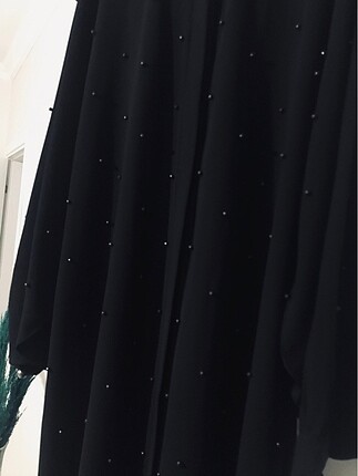 İncili fermuarlı abaya ferace