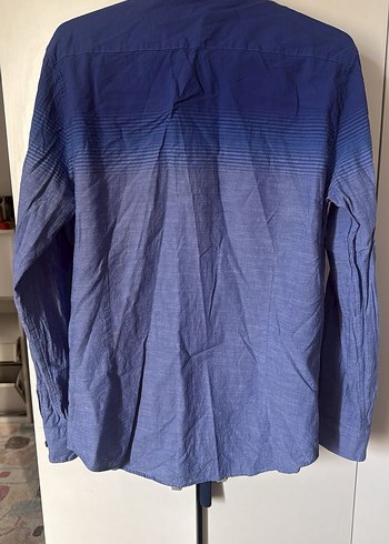 l Beden Uzun Kollu Mavi Denim Erkek Gömlek