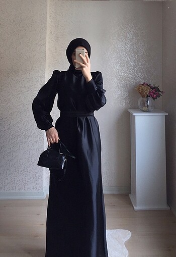 s Beden siyah Renk Saten abiye