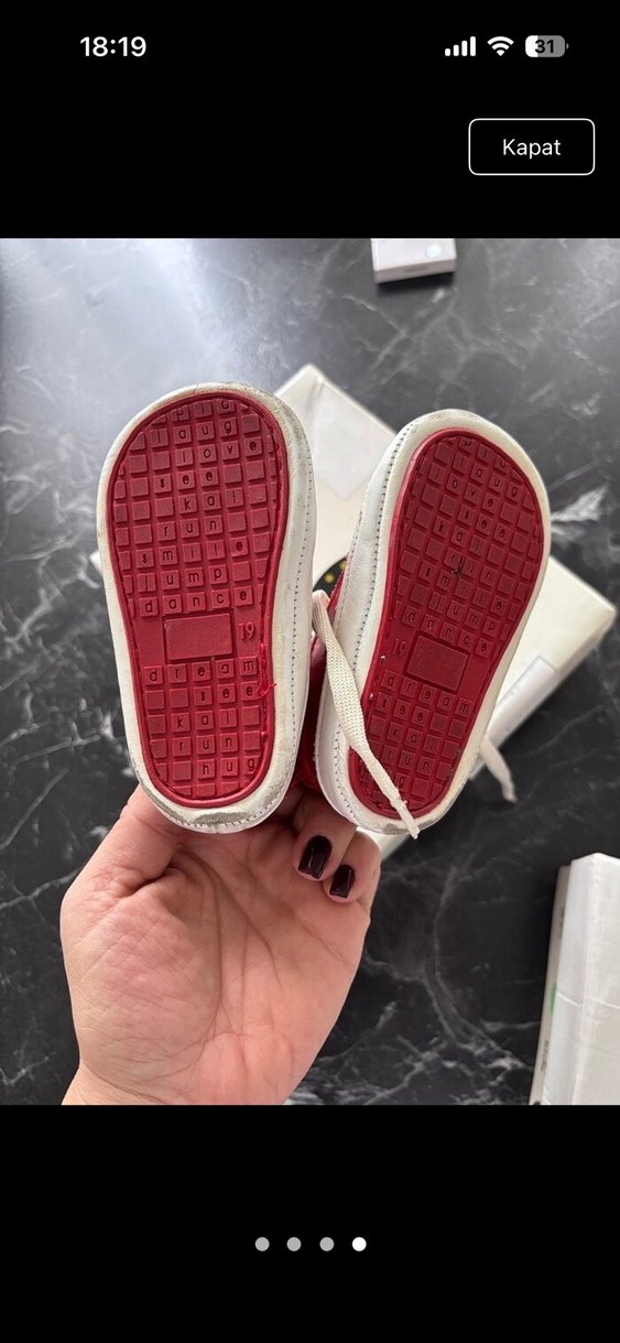 Bebek İlk Adım Ayakkabısı Kırmızı Bağcıklı - Görsel 4