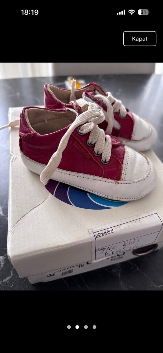 Bebek İlk Adım Ayakkabısı Kırmızı Bağcıklı - Görsel 2