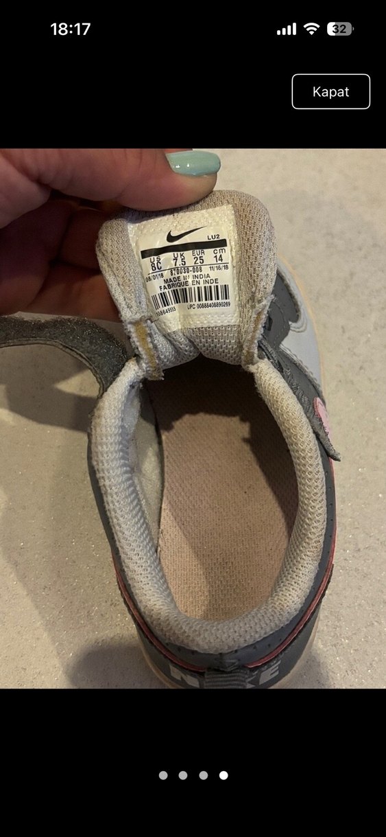 Nike Kız Çocuk Gri Cırt Cırtlı Spor Ayakkabı - Görsel 4