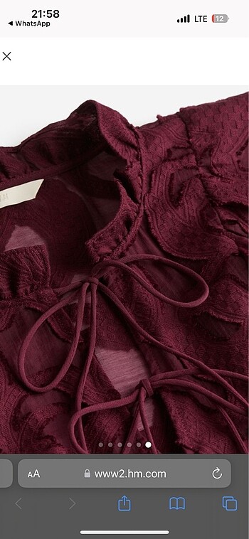 m Beden bordo Renk H&M Dokuma Bluz