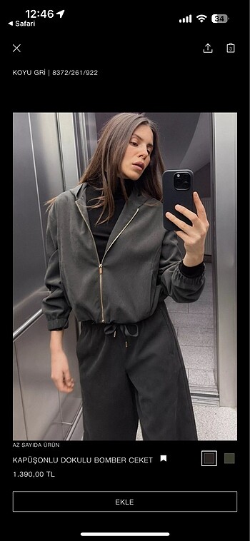 Zara Kapüşonlu Dokulu Bomber Ceket