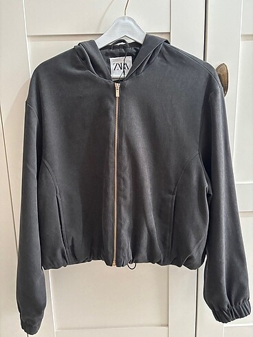 Zara Zara Kapüşonlu Dokulu Bomber Ceket