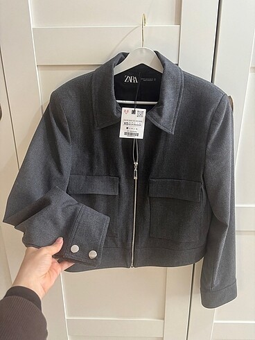Zara Gri Fermuarlı Ceket