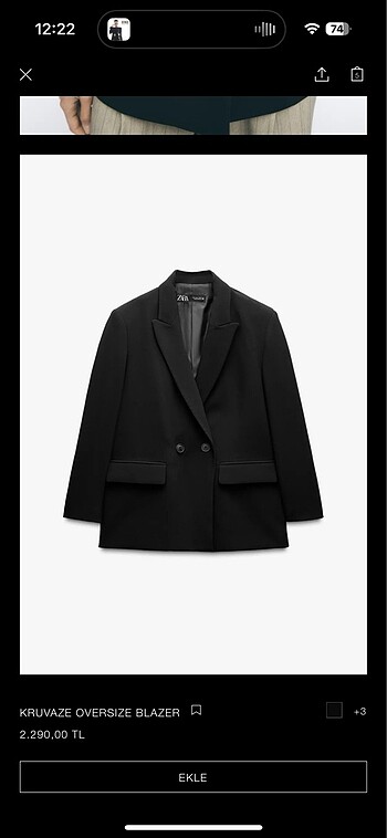 Zara Siyah Blazer Ceket