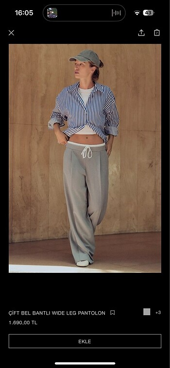 Zara Çift Bel Bantlı Wide Leg Pantolon