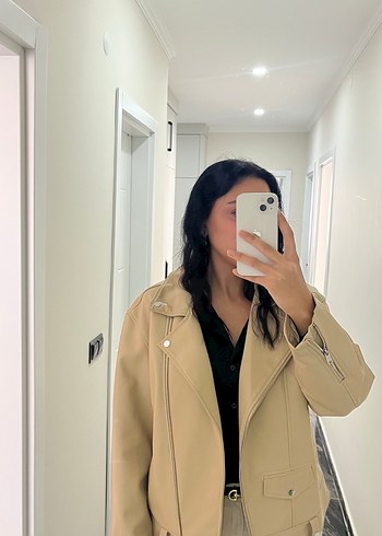 Bershka BERSHKA Bej Deri Kadın Ceket