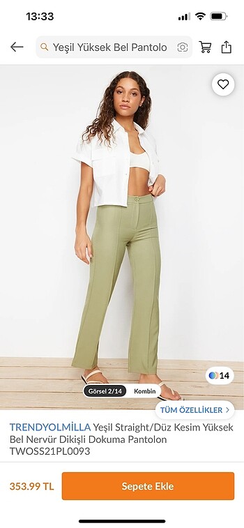 Trendyol & Milla Mint kumaş pantolon