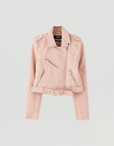 Pull and bear pembe biker ceket