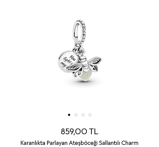 Pandora Karanlıkta parlayan ateş böceği charm