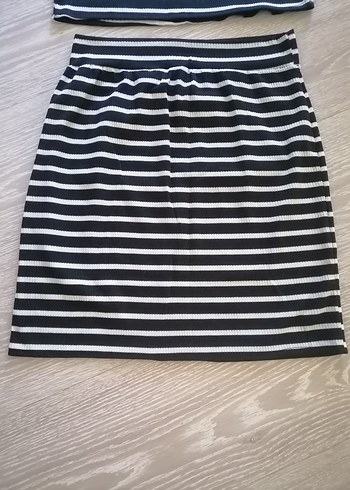 Diğer Çizgili Mini Etek ve Crop Top Takım
