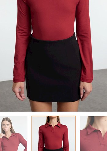 xs Beden bordo Renk Bordo Uzun Kollu body