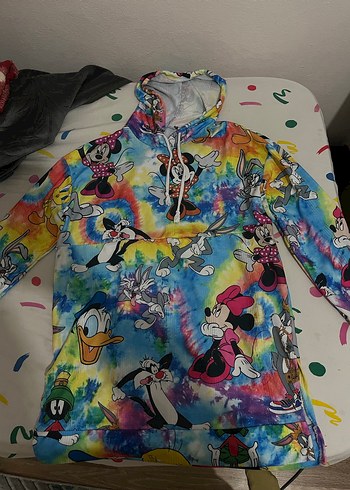 Minnie mouse Renkli Kapüşonlu Sweatshirt