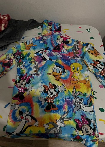 m Beden Minnie mouse Renkli Kapüşonlu Sweatshirt