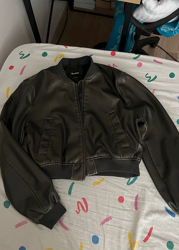 Pull and Bear Deri bomber Ceket
