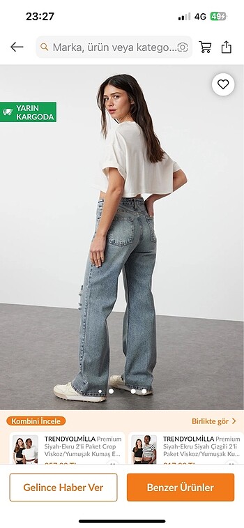 32 Beden mavi Renk Bershka yırtık jean