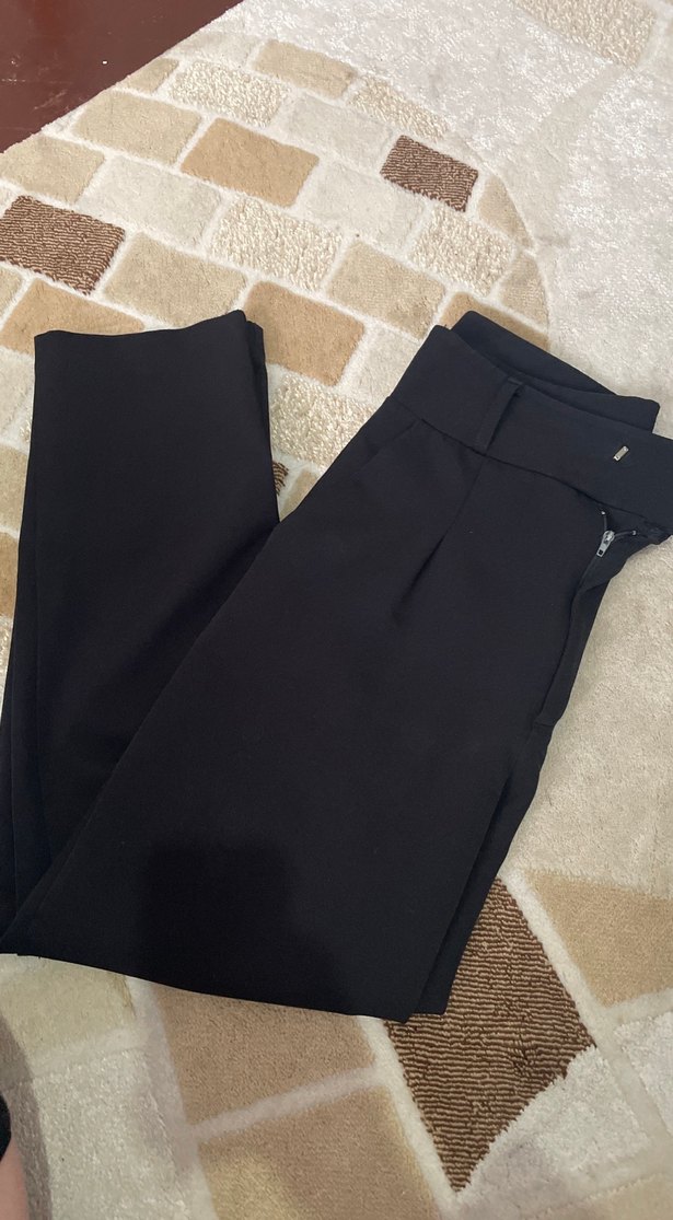 Siyah Fermuarlı Kadın Kumaş Pantolon - Görsel 2