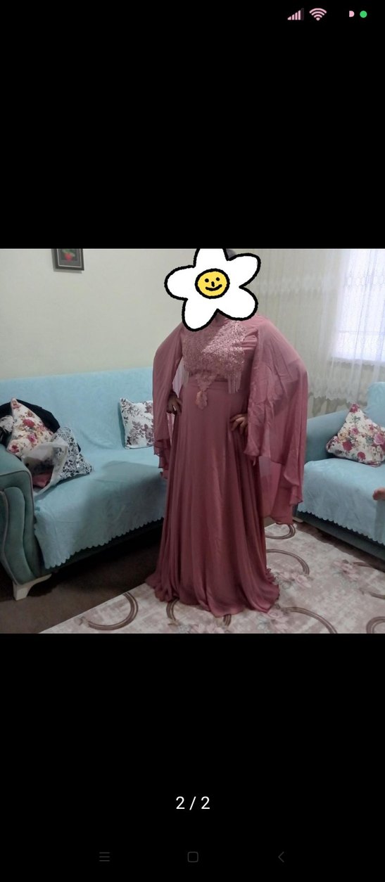 Pembe Çiçek Desenli Uzun Bohem Elbise - Görsel 2