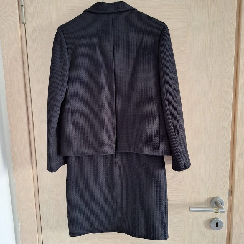 Kolsuz Siyah Midi Kalem Elbise Ceket takım - Görsel 3