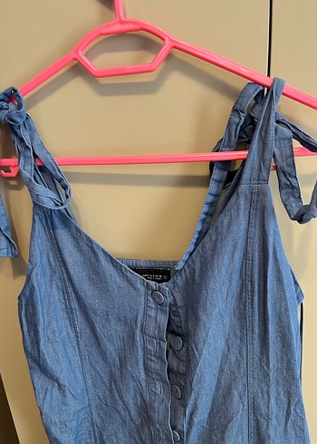Kadın Mavi Denim Mini Tulum - Görsel 6