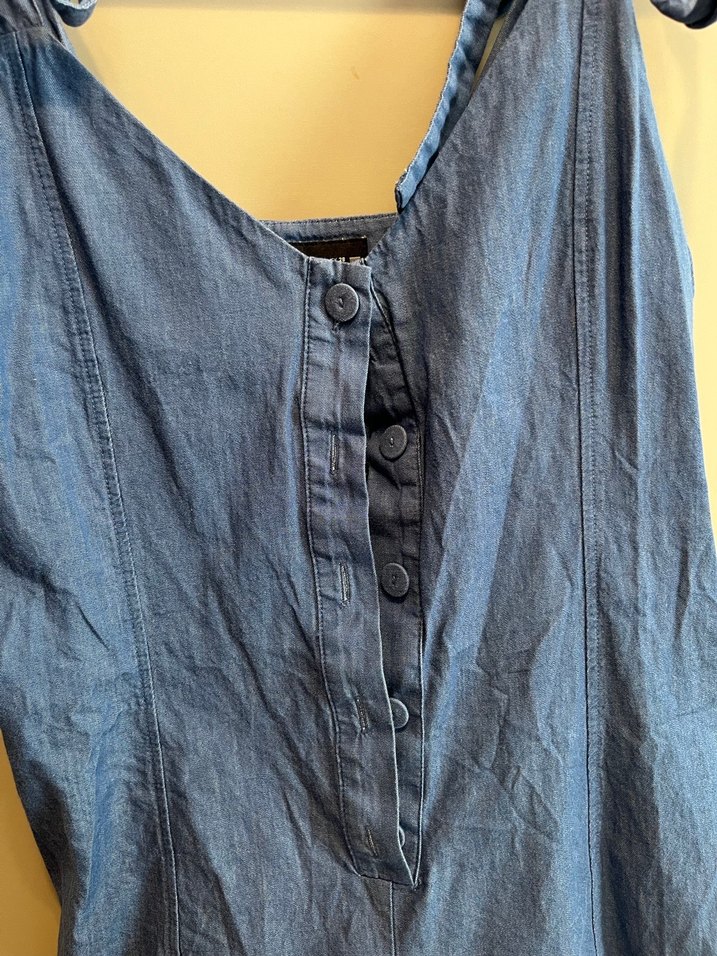 Kadın Mavi Denim Mini Tulum - Görsel 2