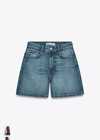 Batik Desenli Mavi YÜKSEK BEL Denim Şort