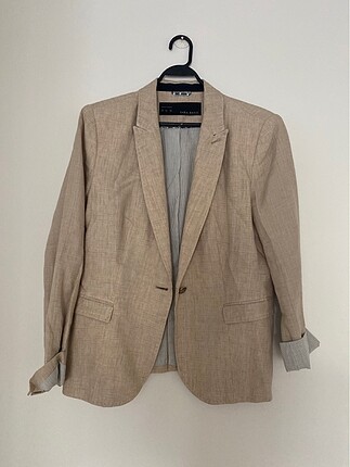 Zara krem rengi keten blazer