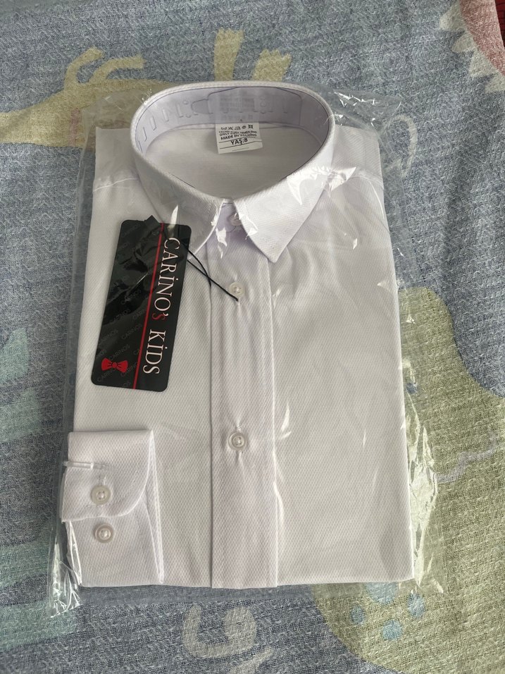 Düğmeli Beyaz Erkek Uzun Kollu Gömlek - Görsel 2