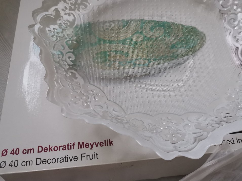 Nakışlı Beyaz Bohem Yemek Tabağı - Görsel 2