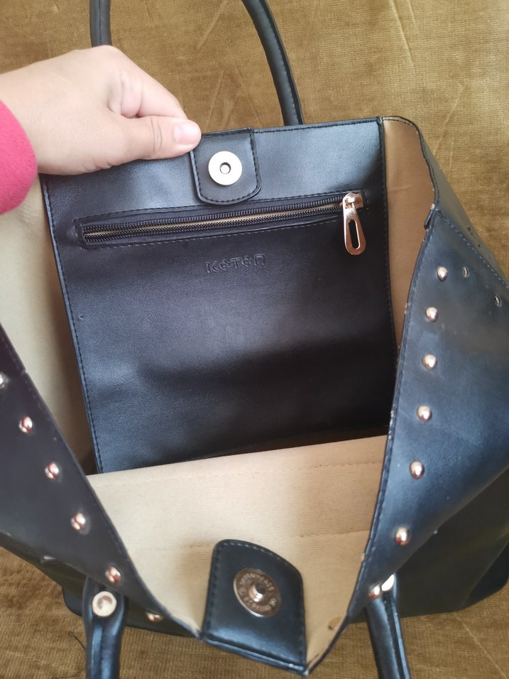 Siyah Parlak Deri Kadın Çanta - Görsel 5