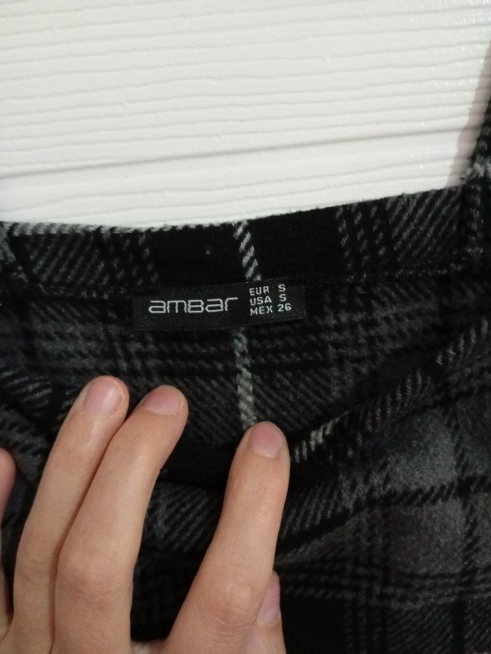 Gri Ekose Desenli Kadın Askılı slopet - Görsel 5