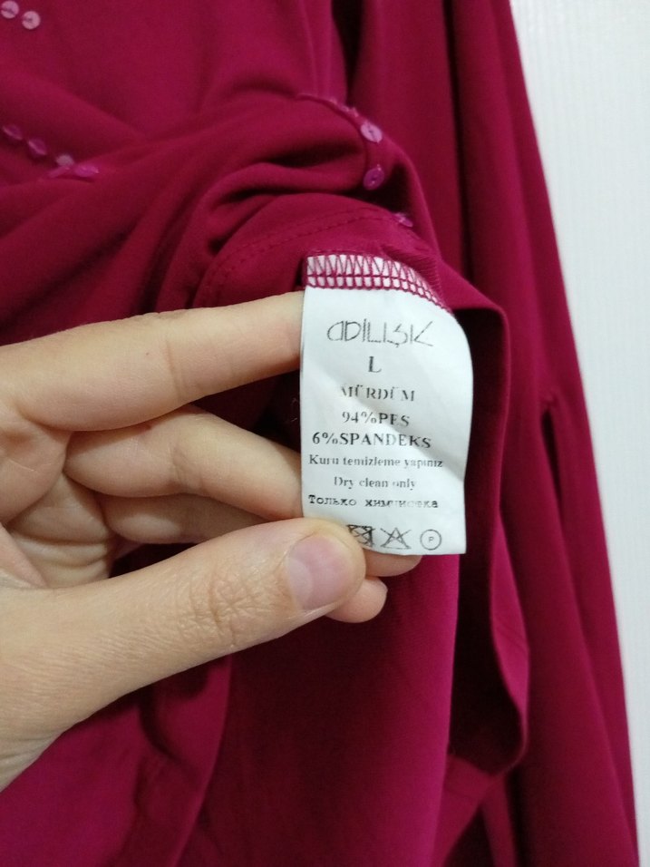 Uzun Kollu Bordo Payetli Bohem Bluz - Görsel 5