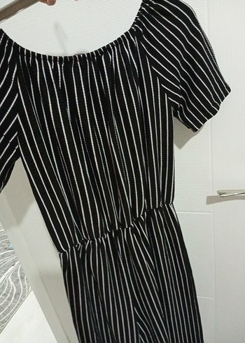 Kadın Siyah Çizgili Tulum - Görsel 5