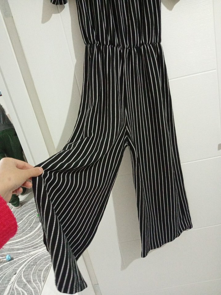 Kadın Siyah Çizgili Tulum - Görsel 2