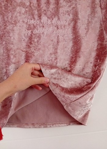 h&m divided kadife t-shirt - Görsel 4