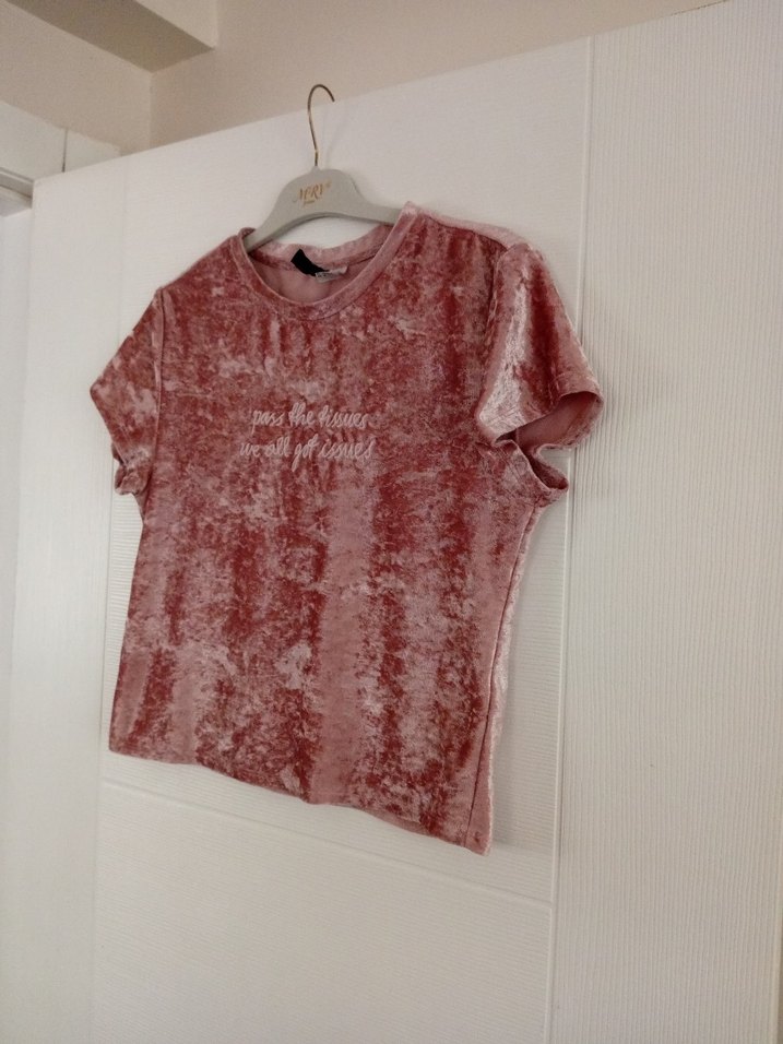 h&m divided kadife t-shirt - Görsel 2