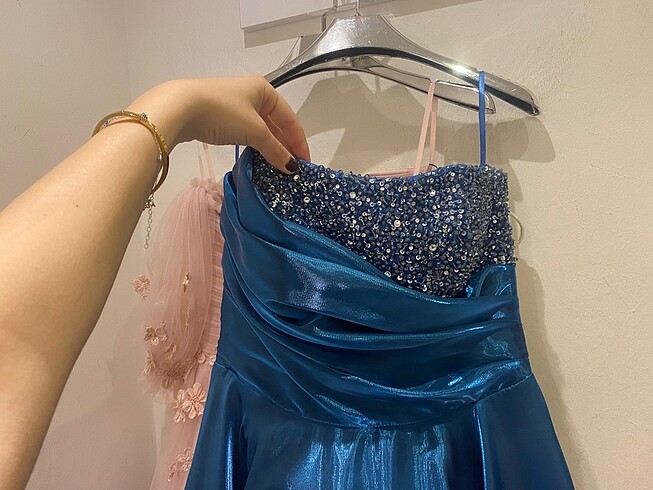 38 Beden mavi Renk Nişan elbisesi