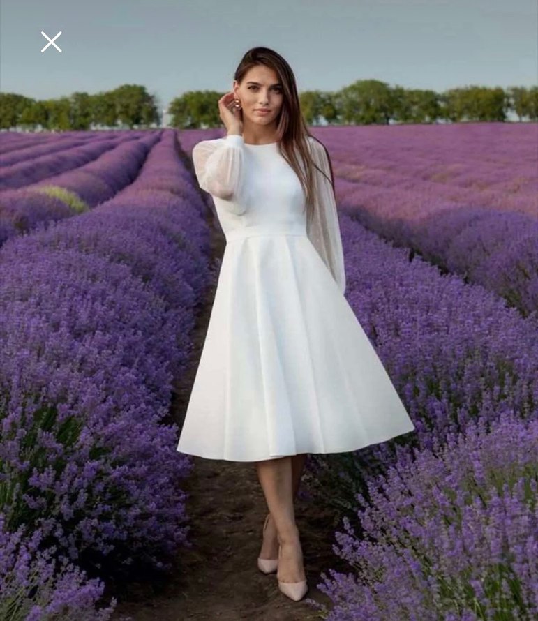 Uzun Kollu Midi Beyaz Bohem Gelinlik - Görsel 2