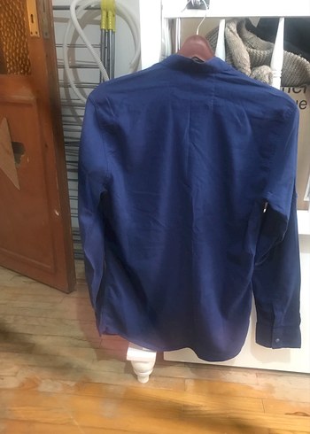 m Beden mavi Renk Erkek Lacivert Denim Gömlek, Uzun Kollu, Salaş