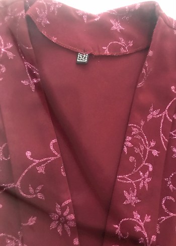 52 Beden bordo Renk Bordo Nakışlı Uzun Kollu Bohem Kadın Ceket
