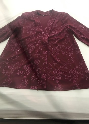 Diğer Bordo Nakışlı Uzun Kollu Bohem Kadın Ceket