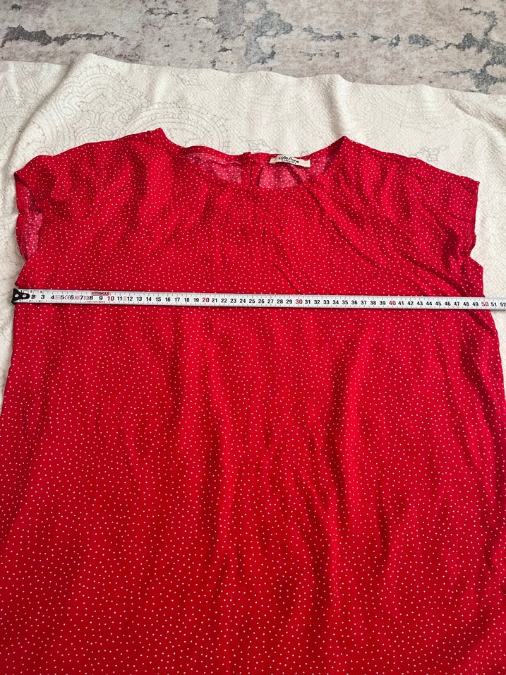 Kısa Kollu Kırmızı  Bluz - Görsel 4